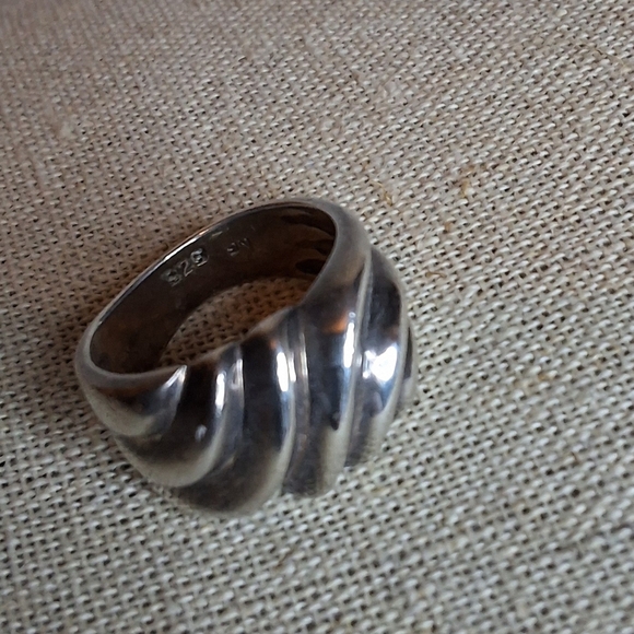 Vintage sterling striped cubital ring 55 - Picture 1 of 8